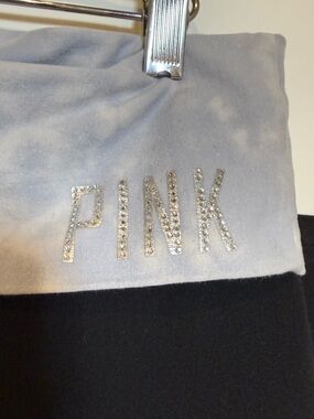 Rare Y2K Victoria's Secret PINK Foldover Yoga Pants Black Rhinestone Tie-dye